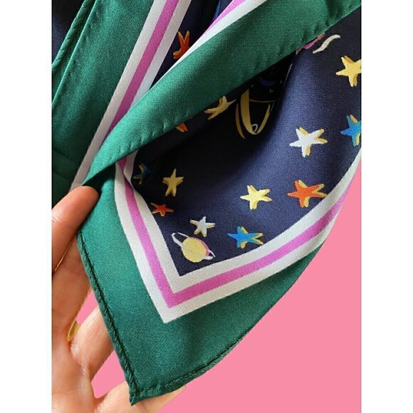 tory burch daydream silk square scarf 36"x36" tory navy blue new rare last one - Picture 10 of 11